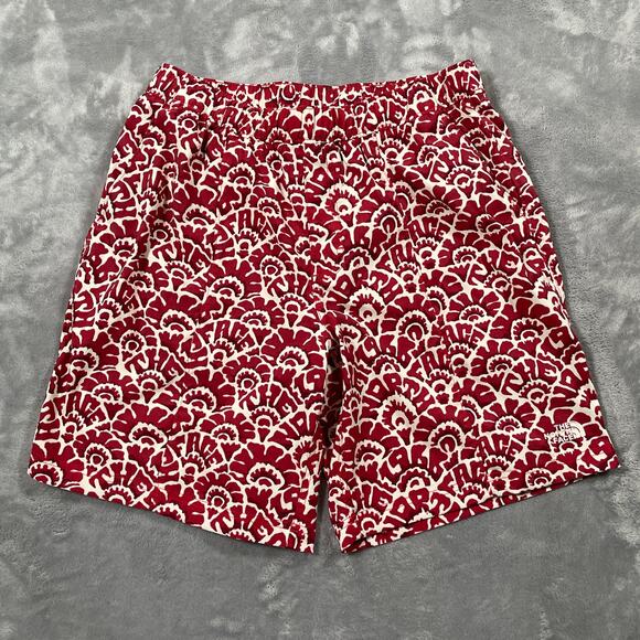 North Face Swim Trunks Mens Medium Red Class V Drawstring Outdoor Pull On - Picture 1 of 13